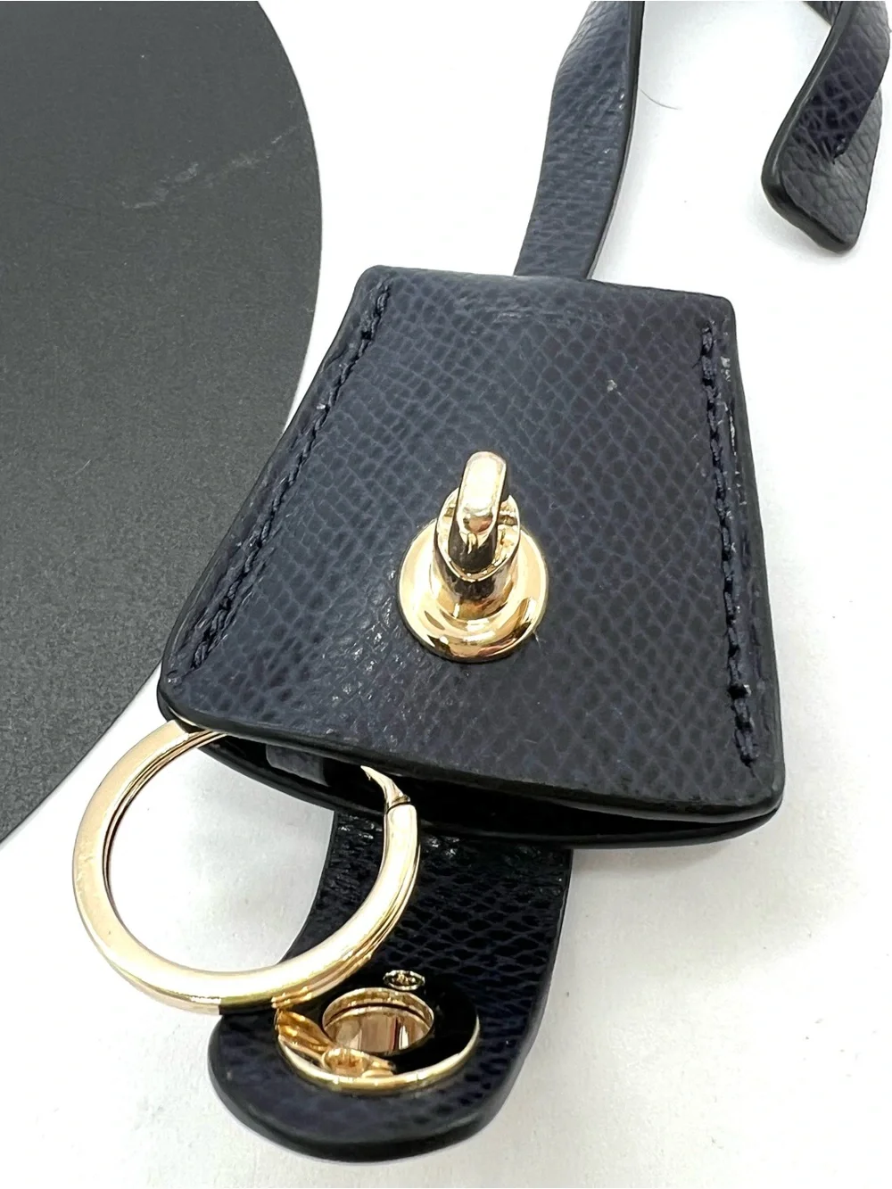 Coach Dark Navy Lizard Embossed Leather Turnlock Clochette Bag Charm Key Fob